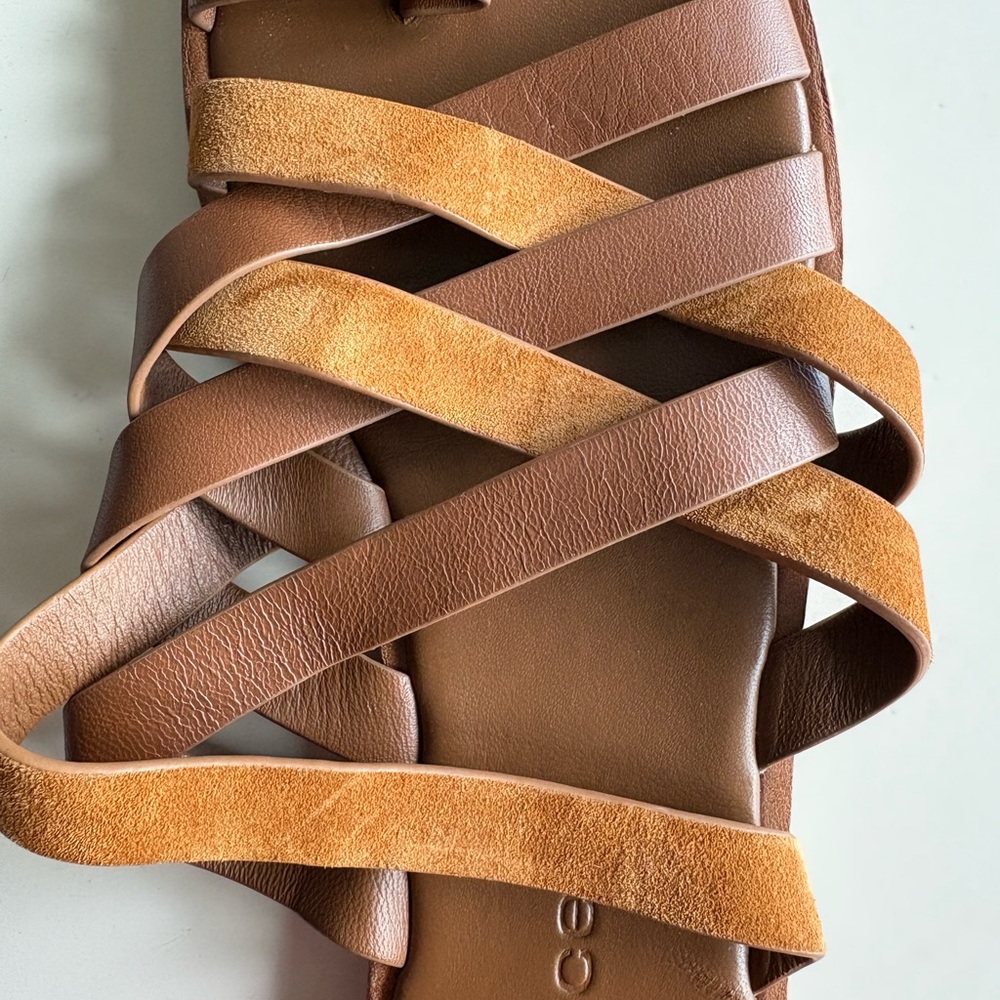 Vince Brown Strappy Sandals with Woven Design